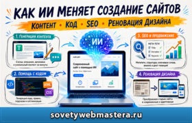 Как ИИ меняет создание сайтов: от генерации контента до реновации дизайна Как ИИ меняет создание сайтов: от генерации контента до реновации дизайна